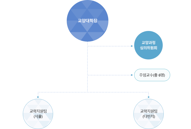 다빈치교양대학장-교양과정심의위원회-주임교수(총 6명)-교학지원팀(서울)/교학지원팀(안성)